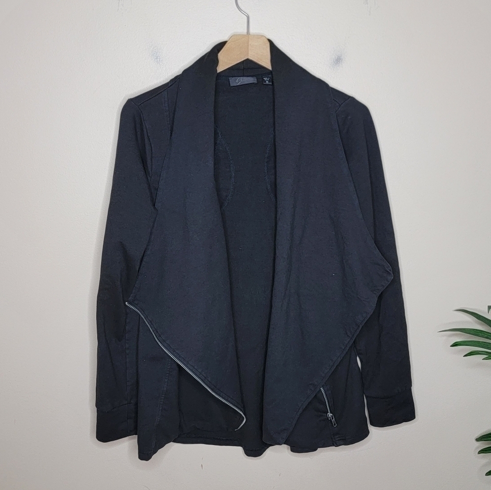 Cyrus Black Moto Style Zipper Sweatshirt Size Medium